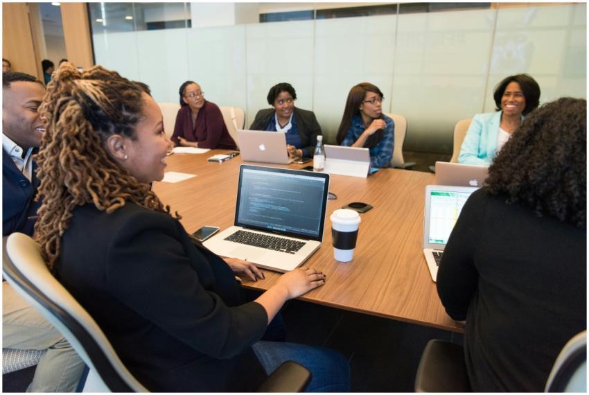 A diverse group of professionals working together