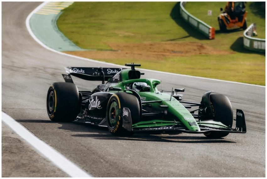 Exciting Formula 1 race car speeding on the Interl