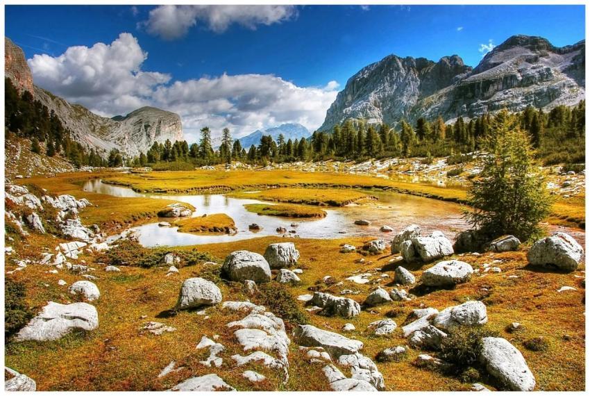 Scenic view of a tranquil mountain lake surrounded