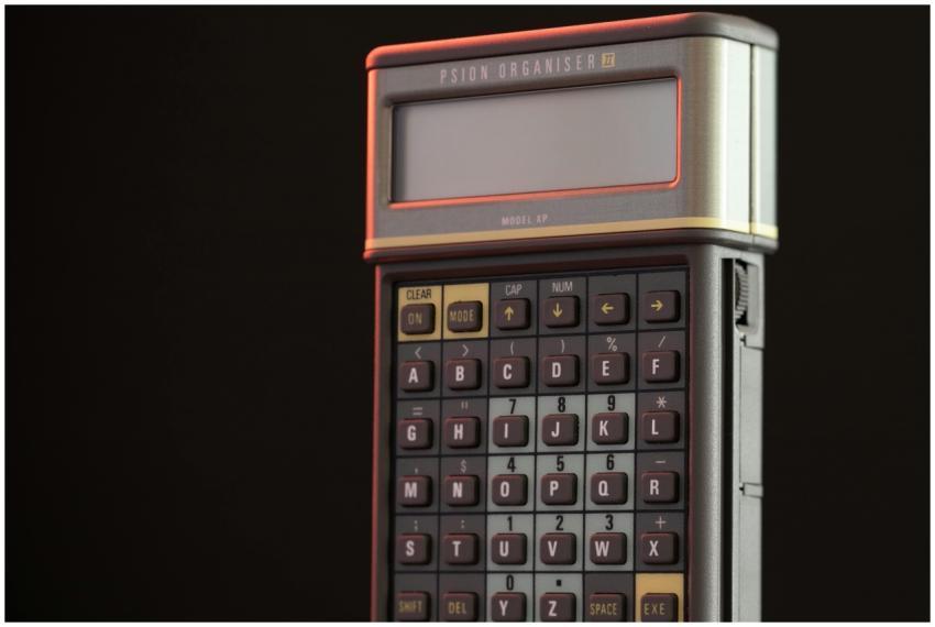 Close-up of a vintage Psion Organiser II Model XP