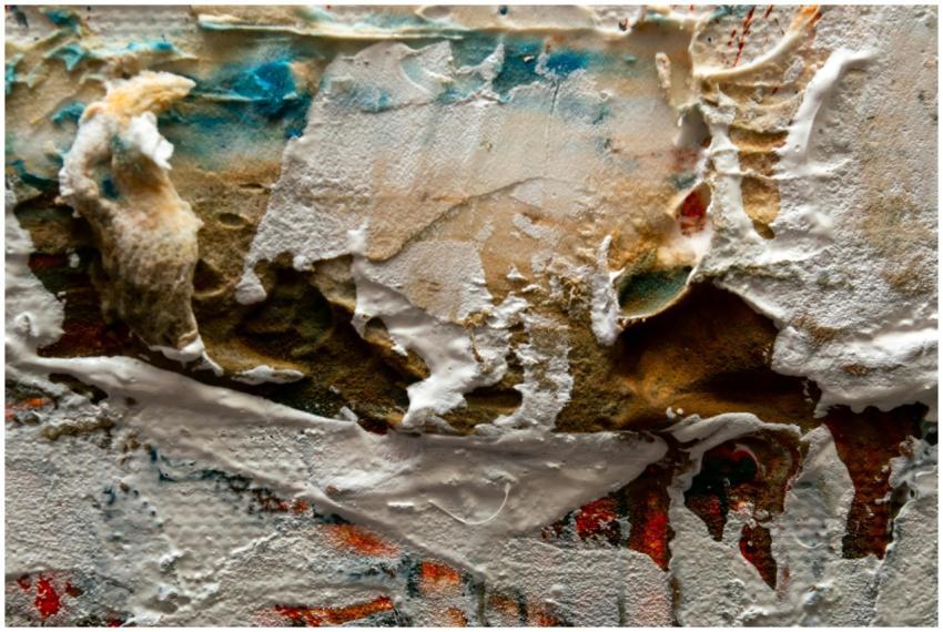 Abstract painting featuring a blend of textures an