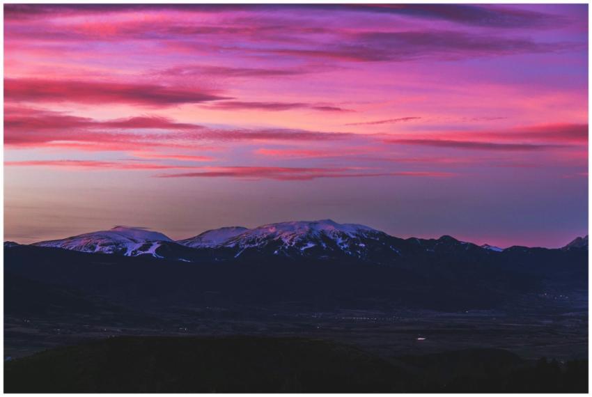 Gorgeous twilight sky with pink hues over a peacef