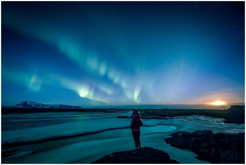 A breathtaking view of the Northern Lights illumin