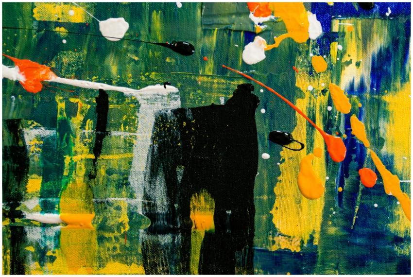 Dynamic abstract painting with vibrant colors and