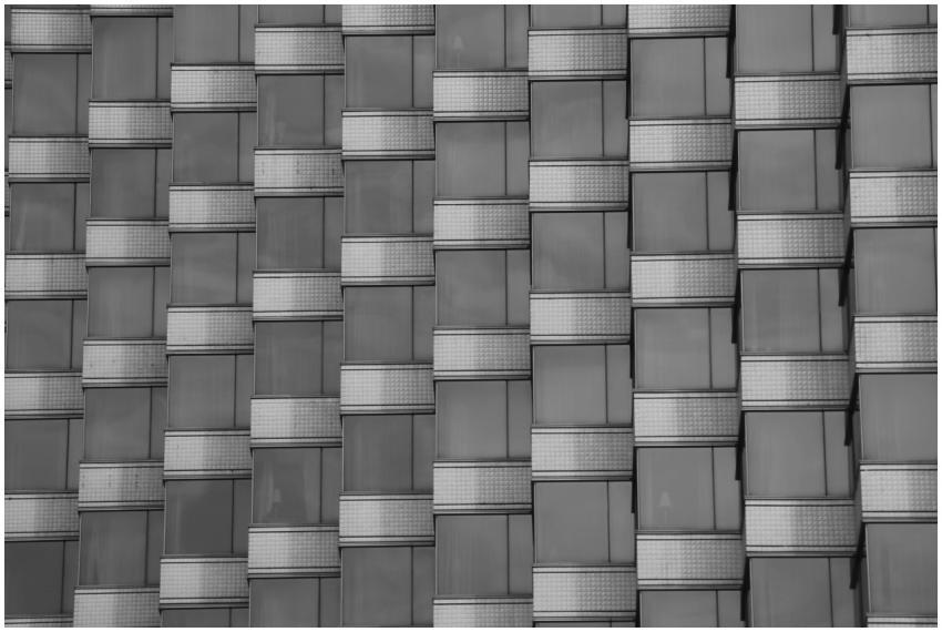 Close-up of a modern building facade with repetiti