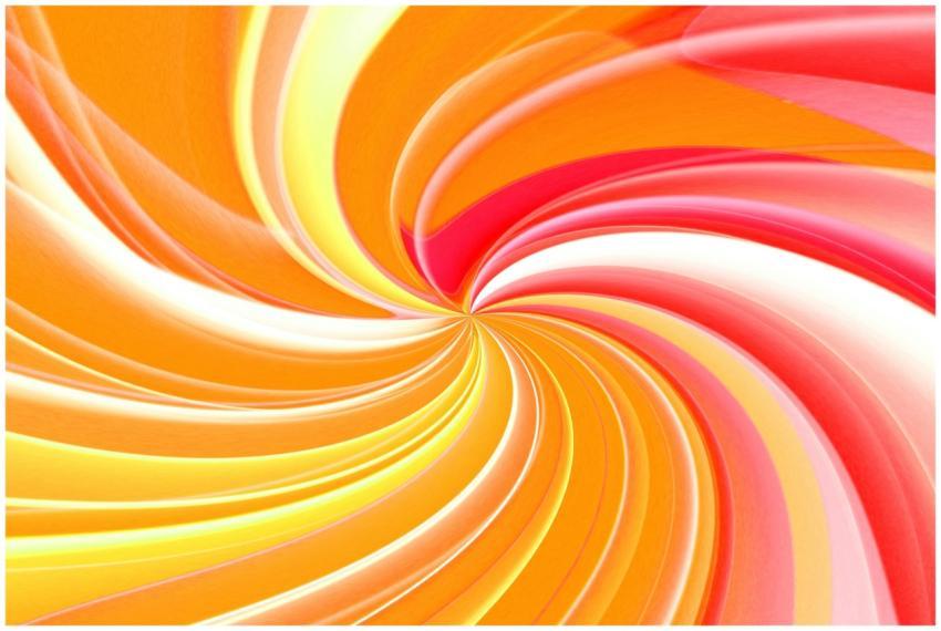 A vivid whirl of orange, yellow, and pink creates