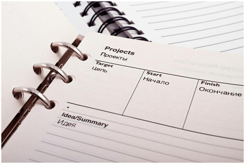 Open planner displaying project schedule with Russ