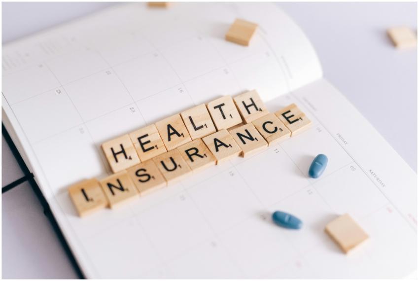 Close-up of health insurance spelled out with Scra