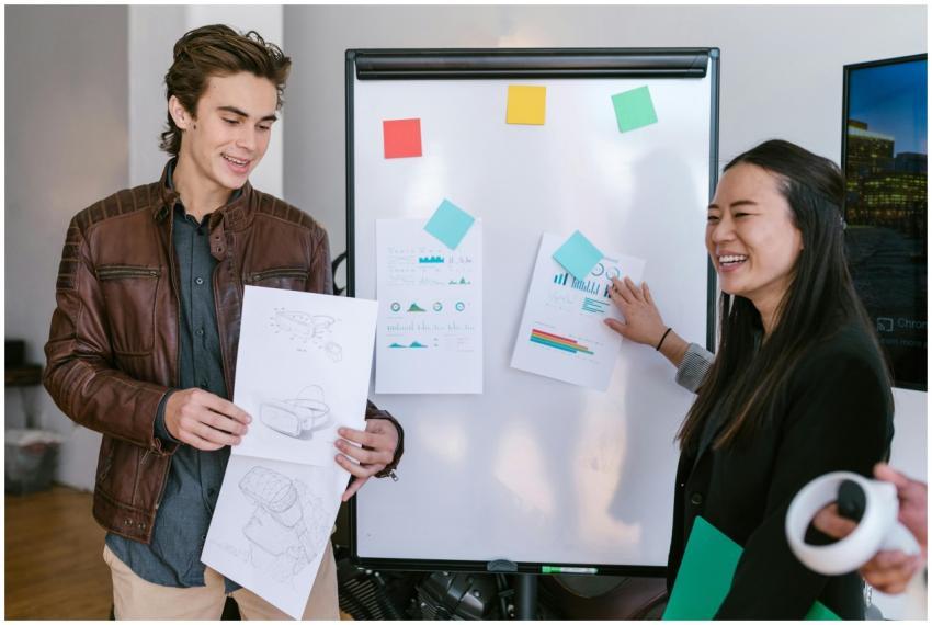 Young professionals collaborating on business idea