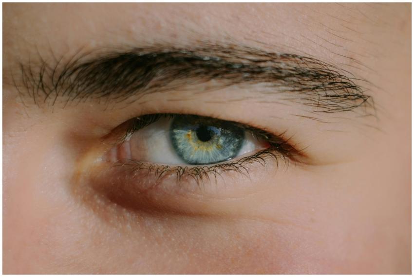 Detailed close-up image of a human eye with blue i