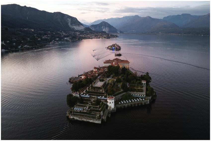 Stunning aerial view of Isola Bella on Lake Maggio