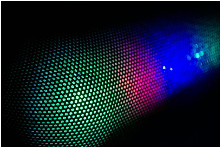 Vivid abstract image of colorful LED lights throug