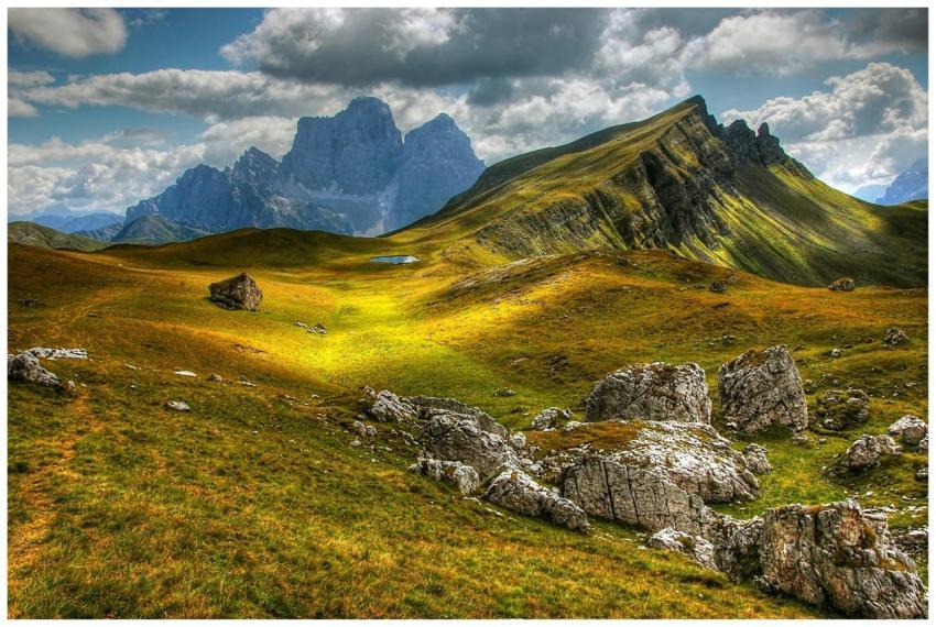 Explore a stunning alpine landscape with rolling h