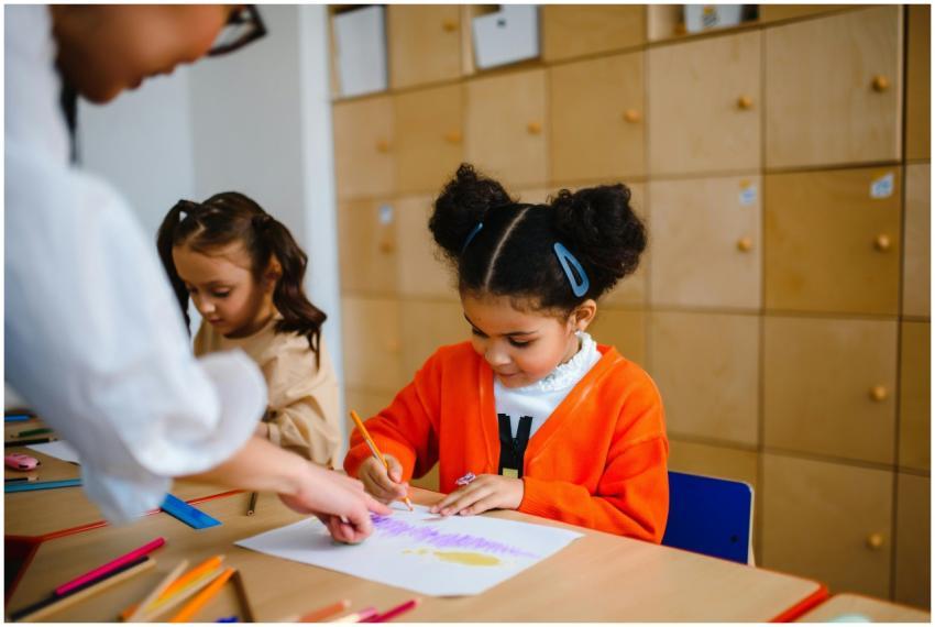 Children engage in creative drawing activities wit