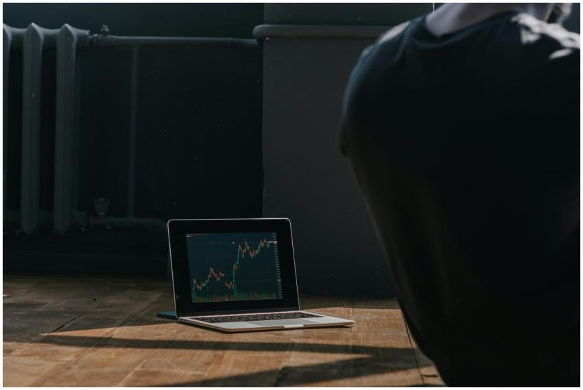 A person observing cryptocurrency trends on a lapt