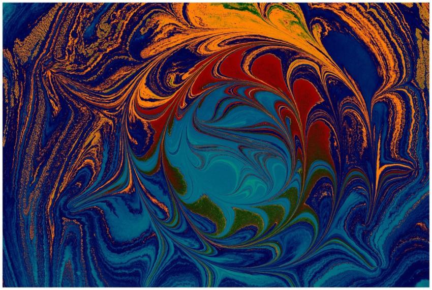 Vivid abstract artwork featuring swirling psychede