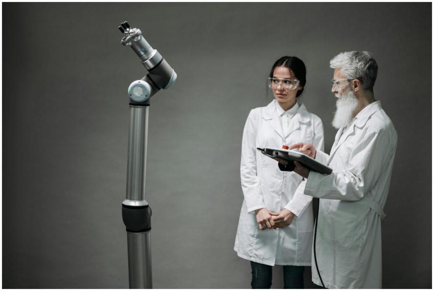 Researchers working with advanced robotics technol
