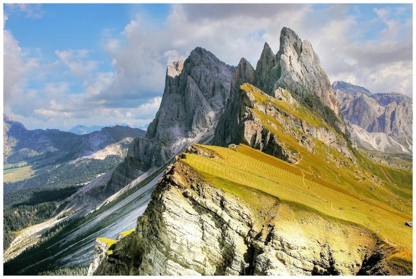 A breathtaking view of jagged mountain peaks and l