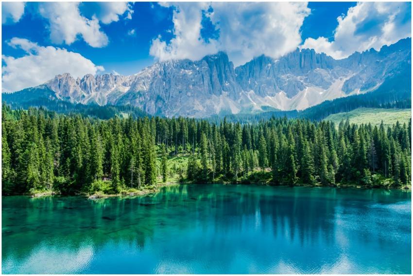 Breathtaking view of Italian alpine lake with maje