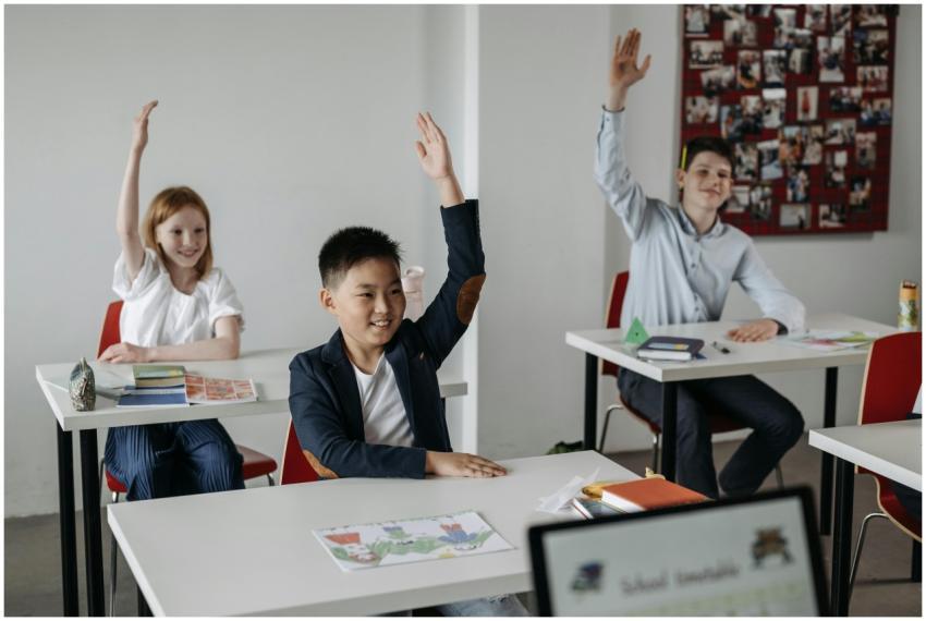 Diverse group of students actively participating i