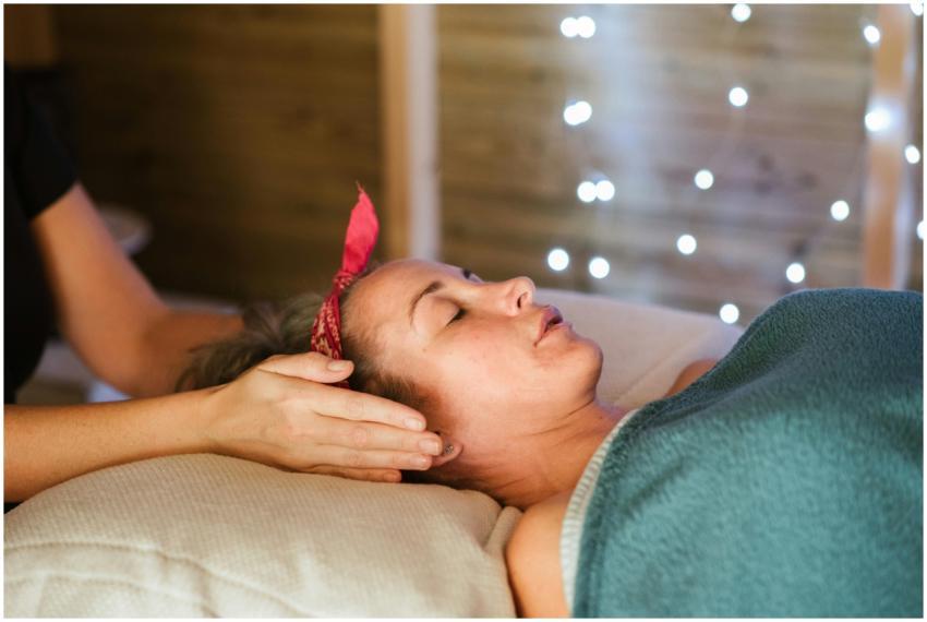 Side view of relaxed female patient with closed ey