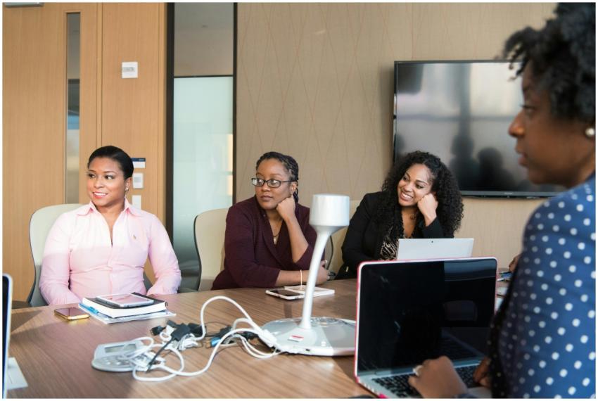 Group of women engaging in a collaborative meeting
