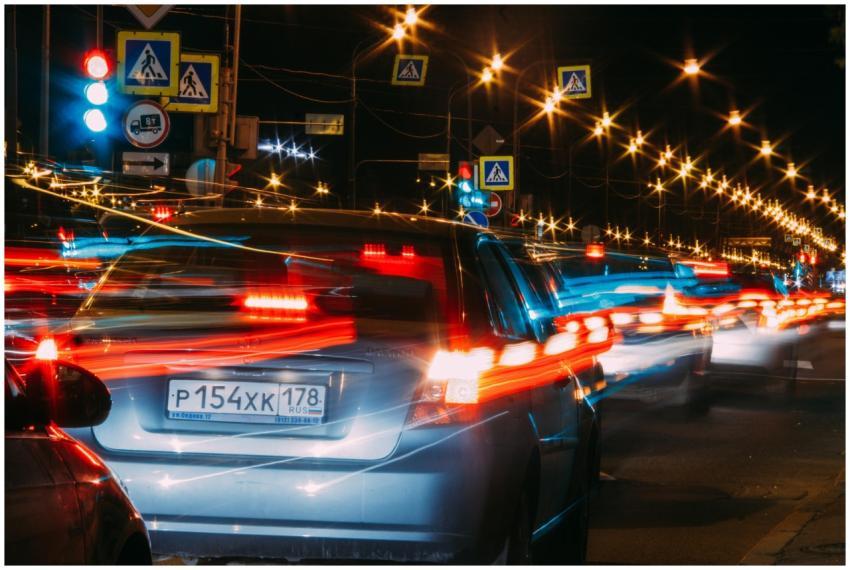 Dynamic long exposure of urban traffic at night sh