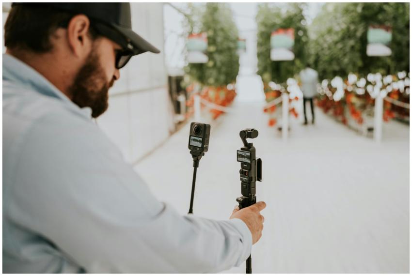 A technician uses cameras to record in a vibrant g