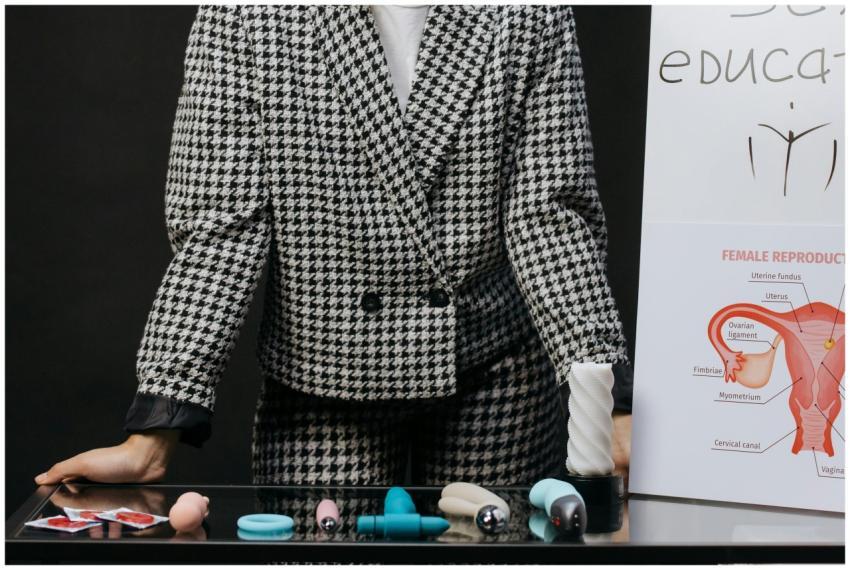 A visual setup for sex education featuring a varie