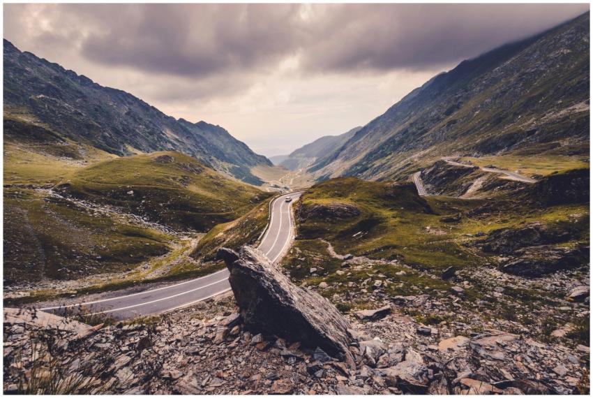 Scenic view of a winding road in the Fagaras Mount