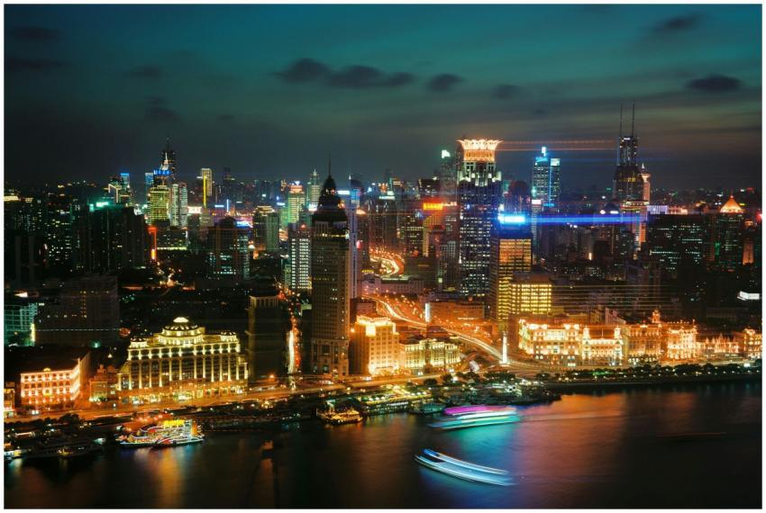 A breathtaking view of Shanghai's illuminated skyl