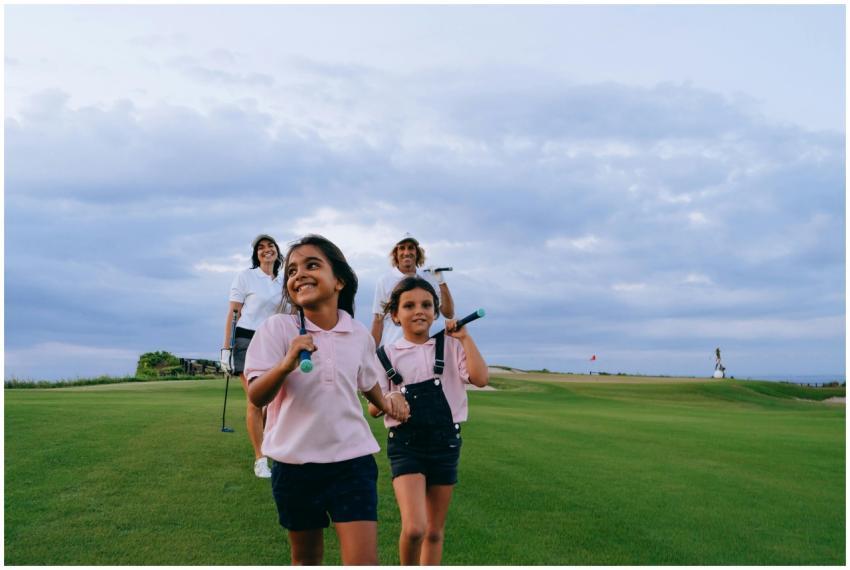 Family with smiling children enjoying leisure time