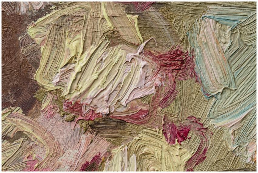 Close-up of a dynamic, textured abstract oil paint