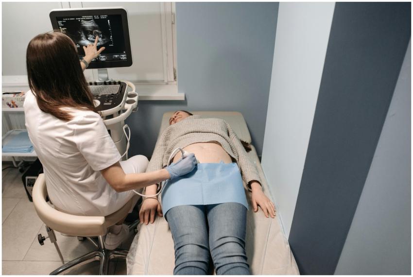 Healthcare professional performing an ultrasound s
