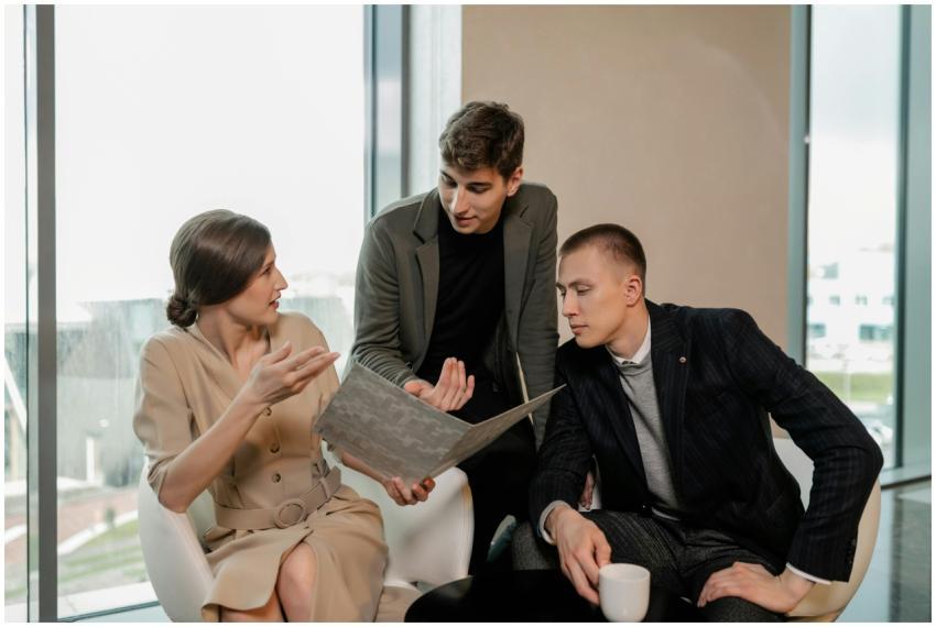 Group of professionals discussing business strateg