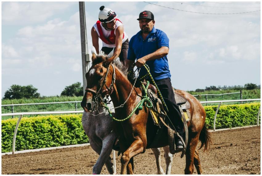 Exciting horse racing scene showcasing a jockey an