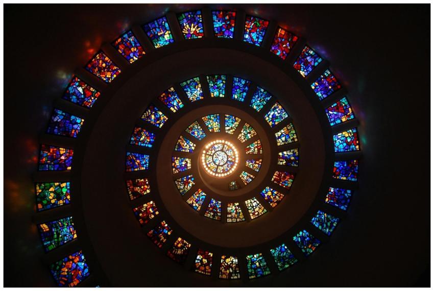 Captivating spiral stained glass art with vibrant