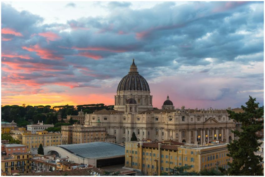Beautiful view of St. Peter's Basilica at sunset w