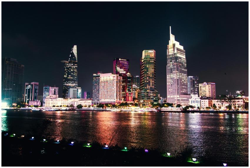 Vibrant and colorful night view of Ho Chi Minh Cit