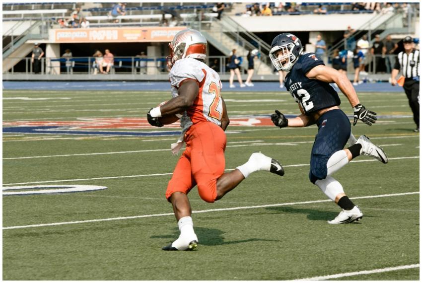 Action-packed scene of players competing in an Ame