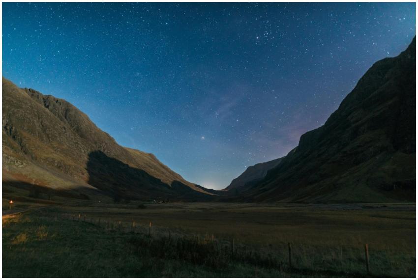 A breathtaking view of a starry night over a mount