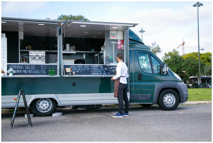 Back view full body of anonymous man in apron stan