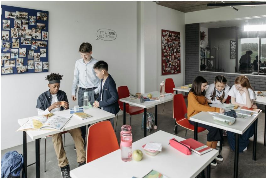 A diverse group of students engaged in a classroom