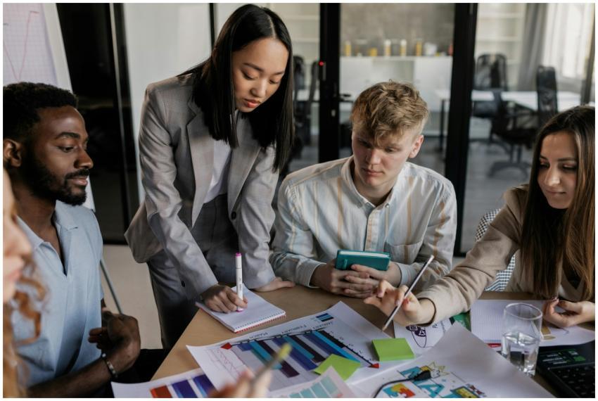 Young professionals engaged in a strategic plannin