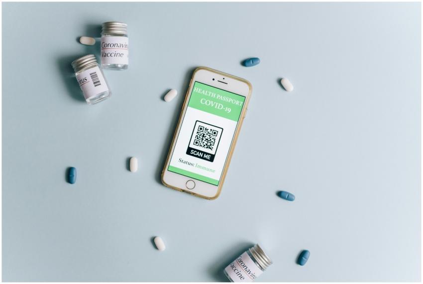 Image of a smartphone displaying a health passport