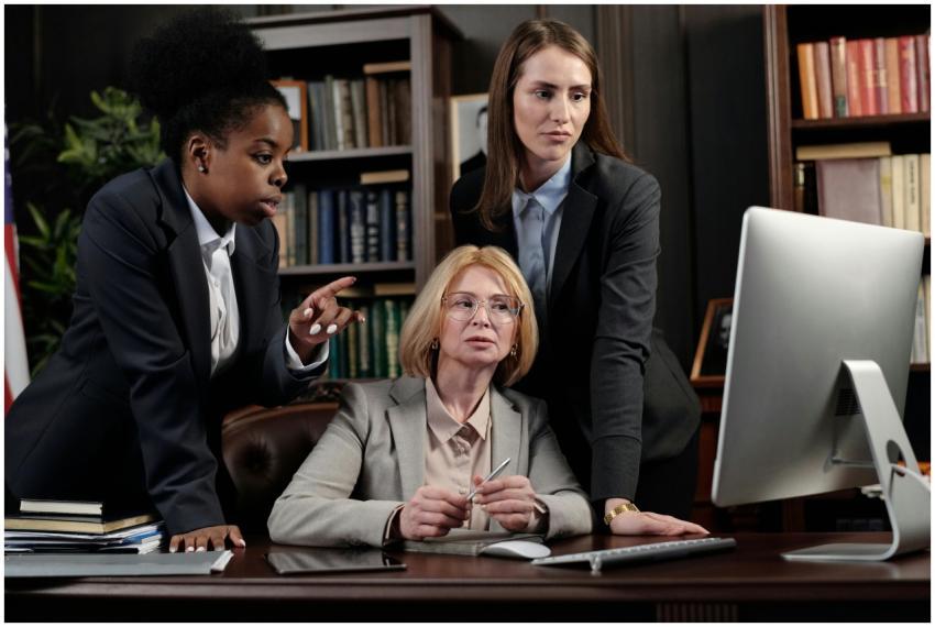 A diverse business team collaborating in a modern