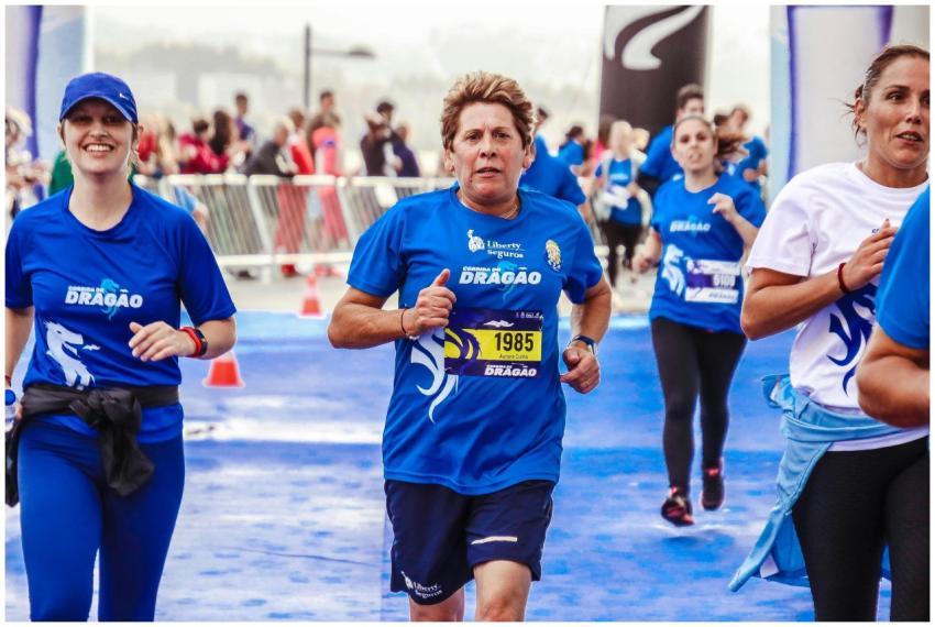 Energetic participants running in a marathon event