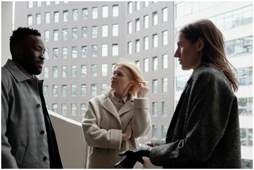 A diverse group of business professionals engaged