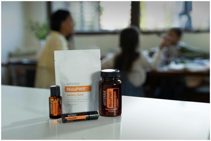 A selection of essential oil products displayed in