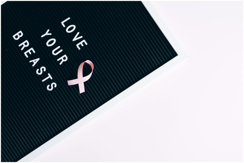 Inspirational letter board with pink ribbon promot